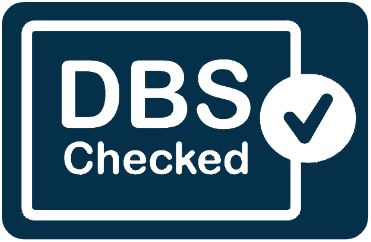 A navy and white DBS checked logo