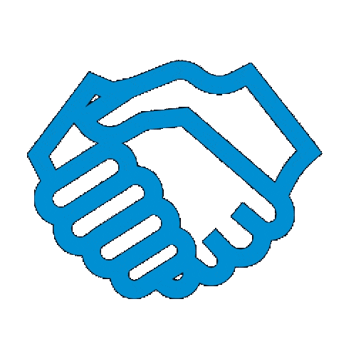 A blue outline handshake icon gif