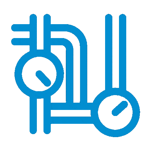 A gif showing a blue outlined water pipe system