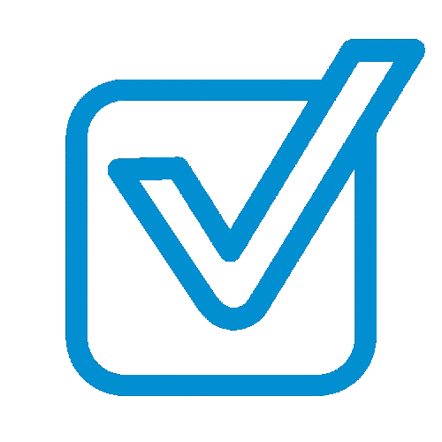 A blue outline tick in a blue outline box gif